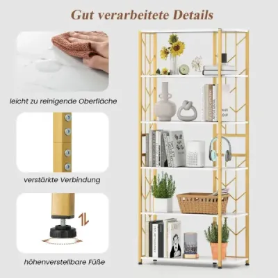 6-poschodový stojaci regál s kovovým rámom Geometrický regál na knihy Vitrína 80 x 31 x 180 cm Biela 6-poschodový stojaci regál s kovovým rámom Geometrický regál na knihy Vitrína 80 x 31 x 180 cm Biela