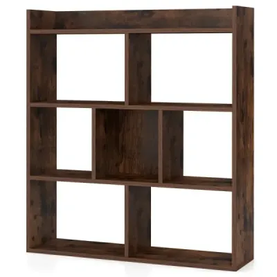 Regál na knihy so 7 kockami Stojaci regál Regál z kociek Úložný regál 80 x 20 x 90 cm Káva