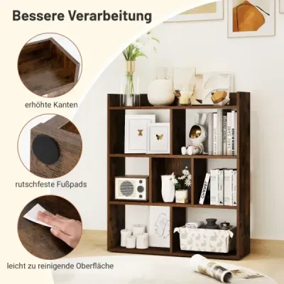 Regál na knihy so 7 kockami Stojaci regál Regál z kociek Úložný regál 80 x 20 x 90 cm Káva