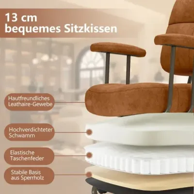 Kancelárske kreslo ergonomické otočné kreslo s podrúčkami a kolieskami počítačové kreslo čalúnené výškovo nastaviteľné