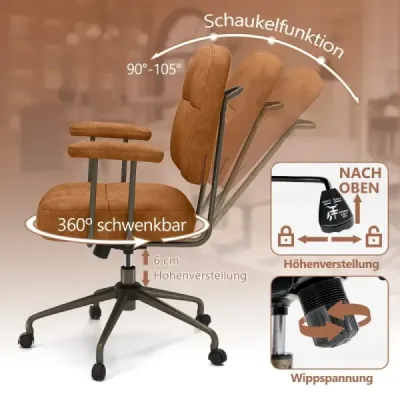 Kancelárske kreslo ergonomické otočné kreslo s podrúčkami a kolieskami počítačové kreslo čalúnené výškovo nastaviteľné