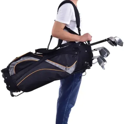 Golfový bag 9 palcový golfový bag profesionálny cestovný bag s hlavovou časťou a popruhom na prenášanie čierny