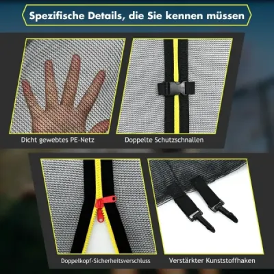Ø 427cm bezpečnostná sieť na trampolínu pre záhradné trampolíny náhradná sieť vonkajšia so zipsom