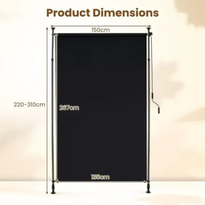 Vonkajšia vertikálna markíza Výškovo nastaviteľná a výsuvná vertikálna markíza 150 x 220-310 cm