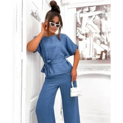 Bavlnená súprava oversize MODA2188 modrá