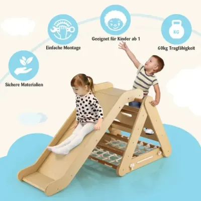 Hračka na lezenie pre batoľatá Trojuholníková preliezačka 4 v 1 s rampou Príroda