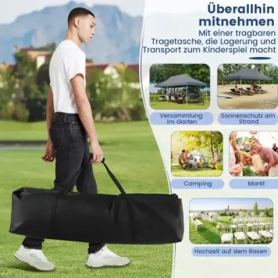Skladací stan s baldachýnom 300 x 600 cm, eventový stan s prenosnou taškou, sivý