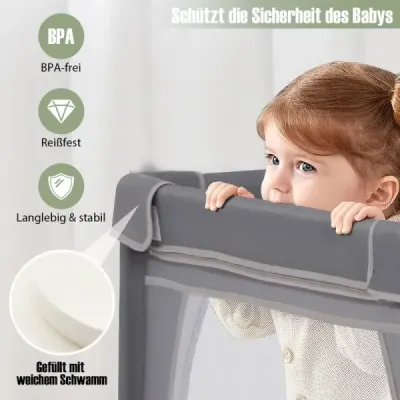 Detská ohrádka s 50 loptičkami a 2 dvierkami a priedušnou sieťovinou Tmavo sivá