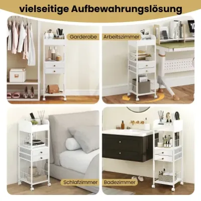 Skladovací vozík na make-up so zásuvkami, kolieskami a policami Organizér na kozmetiku