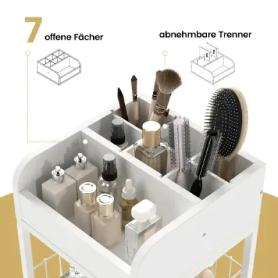 Skladovací vozík na make-up so zásuvkami, kolieskami a policami Organizér na kozmetiku