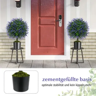 2 umelé rastliny s levanduľou vo fialovej farbe a listami Umelý stromček Boxwood s kvetináčom 58 cm