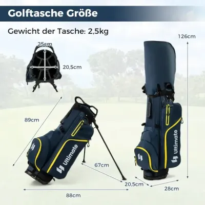 15-dielna kompletná sada golfových palíc golfový set s golfovým bagom a krytom proti dažďu žltá