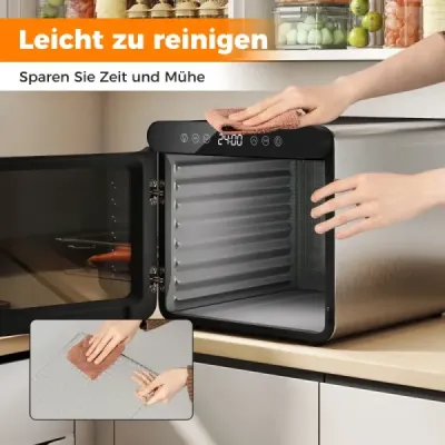 600W dehydrátor so 7 zásobníkmi z nehrdzavejúcej ocele Dehydrátor s časovačom 24 hodín a 30-75 ℃ 34 x 40,5 x 32 cm