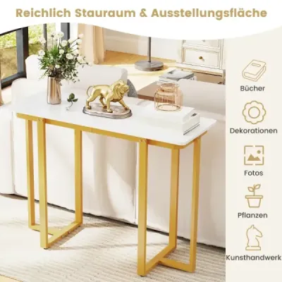 Konzolový stolík úzky moderný vstupný stolík s mramorovým vzhľadom 107 x 40 x 79,5 cm Zlatá