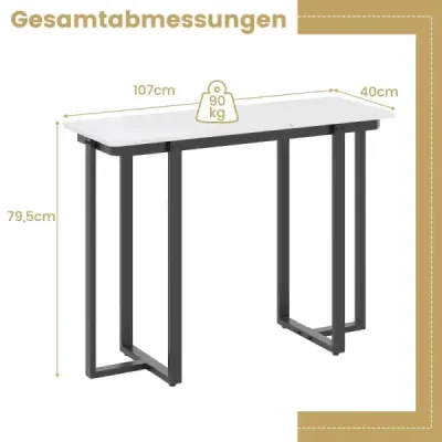 Konzolový stolík úzky moderný vstupný stolík s mramorovým vzhľadom 107 x 40 x 79,5 cm čierny Konzolový stolík úzky moderný vstupný stolík s mramorovým vzhľadom 107 x 40 x 79,5 cm čierny