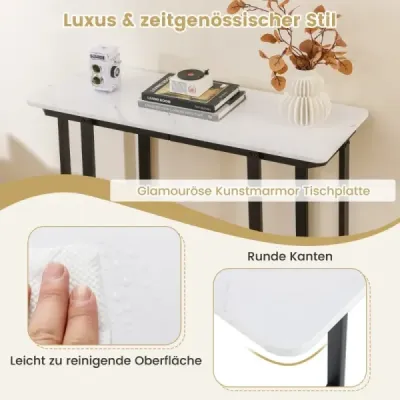 Konzolový stolík úzky moderný vstupný stolík s mramorovým vzhľadom 107 x 40 x 79,5 cm čierny Konzolový stolík úzky moderný vstupný stolík s mramorovým vzhľadom 107 x 40 x 79,5 cm čierny