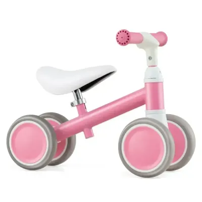 Balančný bicykel so 4 kolieskami a výškovo nastaviteľnou rukoväťou Detské chodítko od 1 roka Balančný bicykel Pink