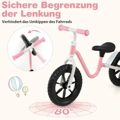 Balančný bicykel s volantom a výškovo nastaviteľným sedlom Balančný bicykel s 12-palcovými kolesami Balančné bicykle ružové