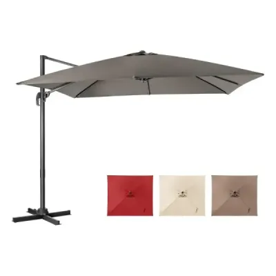 Slnečník s 3 nastaveniami sklonu Parasol 300 x 300 x 273 cm Sivá