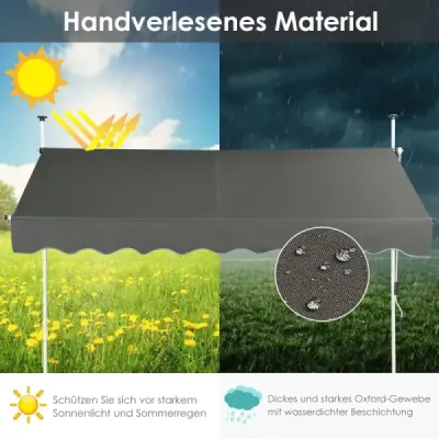 Svorková markíza Balkónová markíza výškovo nastaviteľná Markíza s ručnou kľukou Ochrana proti slnku 250 x 120 cm Sivá