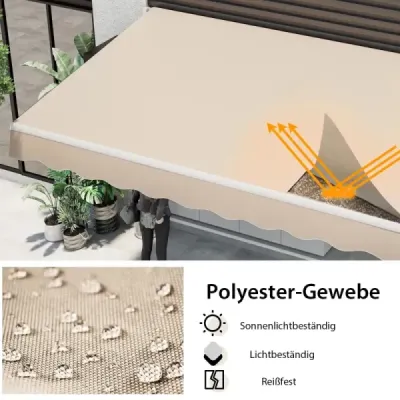 Markíza s kľukou Balkónová markíza Ochrana pred slnkom Markíza s kĺbovým ramenom 400 x250 cm Béžová