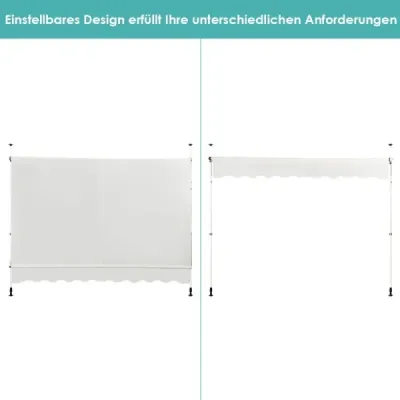 Sťahovacia slnečná strieška s ručnou kľukou, výškovo nastaviteľná 250 x 120 cm Béžová