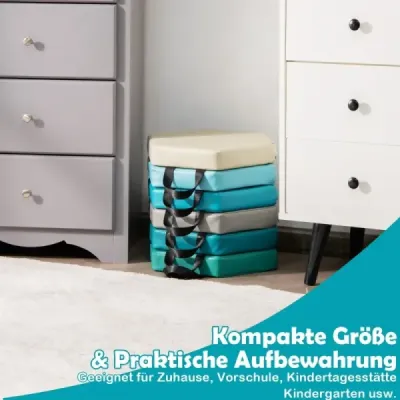 Sada 6 detských vankúšov na stoličku s rukoväťou a zipsom vankúš na sedenie podsedák hlavný vankúš modrý