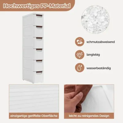 Skrinka úzka s kolieskami Polička do niky široká 20 cm Vozík do niky so 4 zásuvkami Biela (6 zásuviek) Skrinka úzka s kolieskami Polička do niky široká 20 cm Vozík do niky so 4 zásuvkami Biela (6 zásuviek)