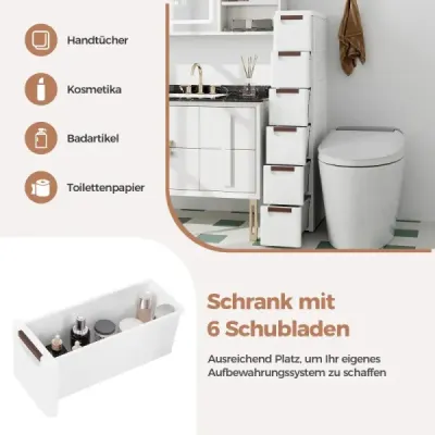 Skrinka úzka s kolieskami Polička do niky široká 20 cm Vozík do niky so 4 zásuvkami Biela (6 zásuviek) Skrinka úzka s kolieskami Polička do niky široká 20 cm Vozík do niky so 4 zásuvkami Biela (6 zásuviek)