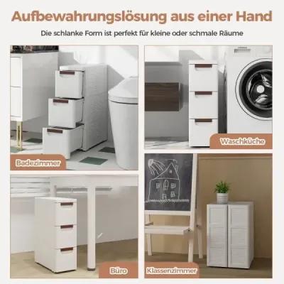 Skrinka  úzka s kolieskami Polička do niky široká 20 cm Vozík do niky so 4 zásuvkami Biela (3 zásuvky) Skrinka  úzka s kolieskami Polička do niky široká 20 cm Vozík do niky so 4 zásuvkami Biela (3 zásuvky)