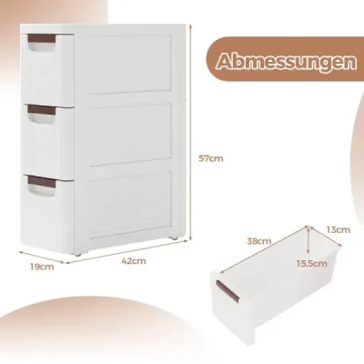 Skrinka  úzka s kolieskami Polička do niky široká 20 cm Vozík do niky so 4 zásuvkami Biela (3 zásuvky) Skrinka  úzka s kolieskami Polička do niky široká 20 cm Vozík do niky so 4 zásuvkami Biela (3 zásuvky)