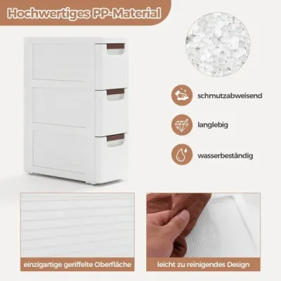 Skrinka  úzka s kolieskami Polička do niky široká 20 cm Vozík do niky so 4 zásuvkami Biela (3 zásuvky) Skrinka  úzka s kolieskami Polička do niky široká 20 cm Vozík do niky so 4 zásuvkami Biela (3 zásuvky)