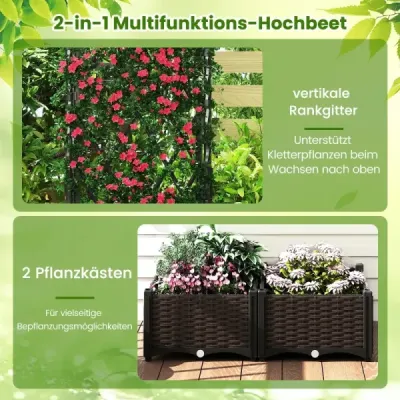 Kvetinový box s mriežkou Kovový kvetináč na popínavé rastliny Vyvýšený záhon a samozavlažovacím systémom Čierny 80 x 40 x 120 cm