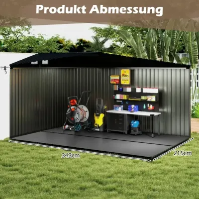 Základová doska pre prístrešok na náradie 343 cm x 215 cm základ záhradného prístrešku s protišmykovým povrchom Základová doska pre prístrešok na náradie 343 cm x 215 cm základ záhradného prístrešku s protišmykovým povrchom