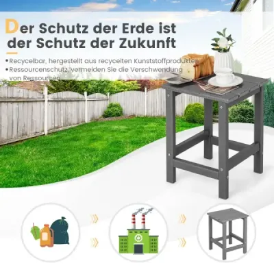 Bočný stolík HDPE Adirondack odolný voči poveternostným vplyvom 36 x 36 x 47 cm Sivá