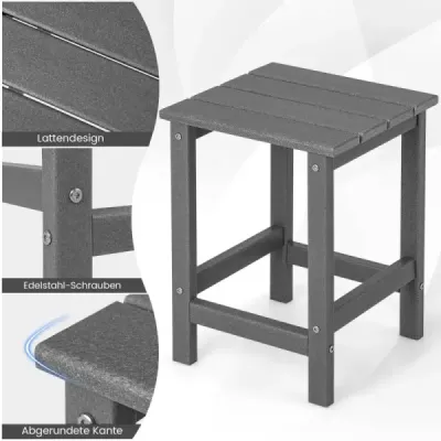 Bočný stolík HDPE Adirondack odolný voči poveternostným vplyvom 36 x 36 x 47 cm Sivá