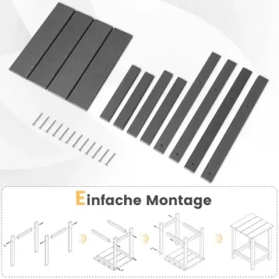 Bočný stolík HDPE Adirondack odolný voči poveternostným vplyvom 36 x 36 x 47 cm Sivá