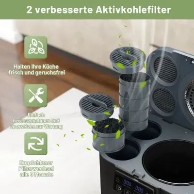 4 l elektrický kompostér Kuchynský kompostér s vekom 2 filtre s aktívnym uhlím a LED displejom čierny