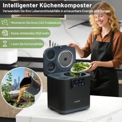 4 l elektrický kompostér Kuchynský kompostér s vekom 2 filtre s aktívnym uhlím a LED displejom čierny