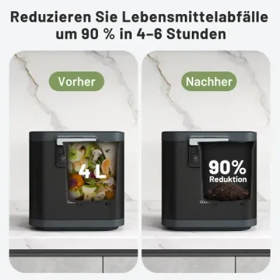 4 l elektrický kompostér Kuchynský kompostér s vekom 2 filtre s aktívnym uhlím a LED displejom čierny