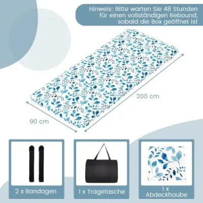 Japonský futónový matrac s prateľným poťahom a taškou na prenášanie Tatami mat zelený 90 x 200 cm