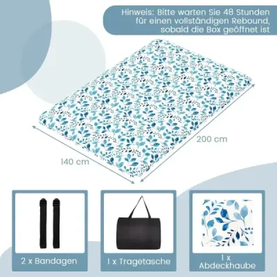 Japonský futónový matrac s prateľným poťahom a taškou na prenášanie Tatami mat zelený 140 x 200 cm