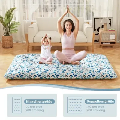 Japonský futónový matrac s prateľným poťahom a taškou na prenášanie Tatami mat zelený 140 x 200 cm