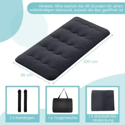 Japonský futónový matrac s prateľným poťahom a taškou na prenášanie Tatami mat black 90 x 200 cm