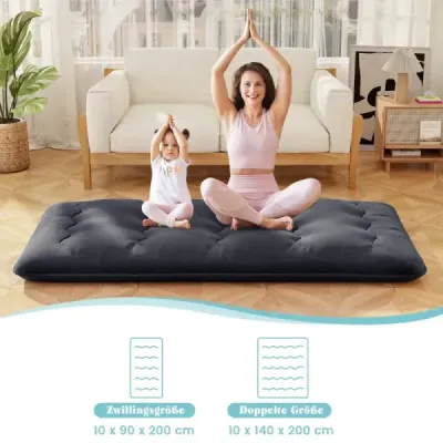 Japonský futónový matrac s prateľným poťahom a taškou na prenášanie Tatami mat black 90 x 200 cm