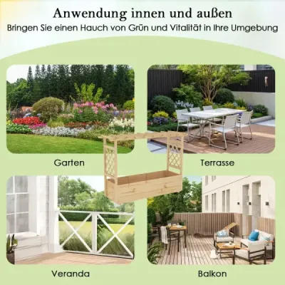 Vysoký záhon s mrežou na popínavé rastliny a zavesenou strechou Kvetináč s oporou pre popínavé rastliny a odtokovými otvormi Kvetináč Nature 150 x 50 x 104 cm
