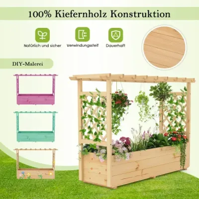 Vysoký záhon s mrežou na popínavé rastliny a zavesenou strechou Kvetináč s oporou pre popínavé rastliny a odtokovými otvormi Kvetináč Nature 150 x 50 x 104 cm