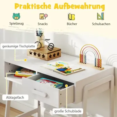 Detský písací stôl so stoličkou Detská stolová súprava z dreva Detský písací stôl so zásuvkou a policou Biely Detský písací stôl so stoličkou Detská stolová súprava z dreva Detský písací stôl so zásuvkou a policou Biely
