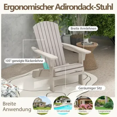 Sada 2 skladacích drevených stoličiek Adirondack s nosnosťou 180 kg Záhradné kreslo sivé
