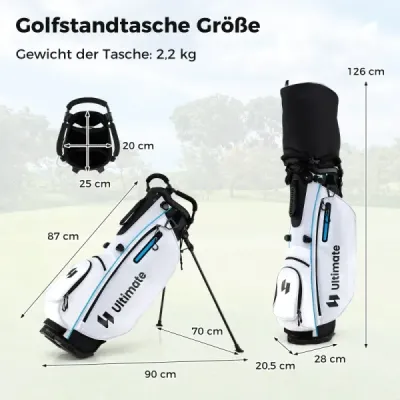 15-dielna kompletná sada golfových palíc golfový set s golfovým bagom a krytom proti dažďu biely